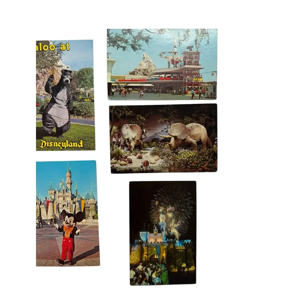 Vintage 1960s DISNEYLAND Postcard Lot of 8 Used Unused Mickey Scenery Rides
